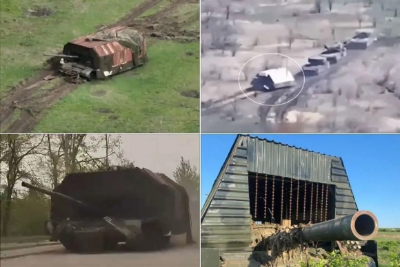 우크라이나와의 최전선에 등장한 러시아의 각종 거북전차의 모습