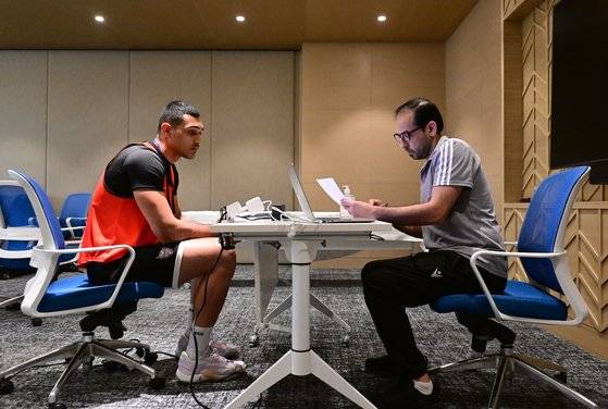 9일 아랍에미리트 두바이에서 열린 2024 남자부 외국인선수 트라이아웃 메디컬 테스트. 사진 한국배구연맹