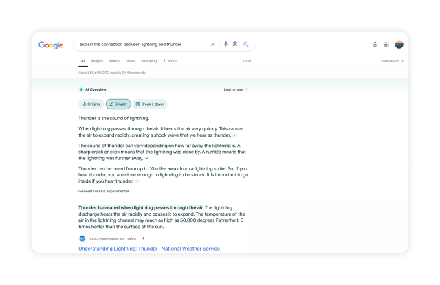 구글이 미국 내 정식 도입한 생성형 AI 검색 기능 'AI 오버뷰'. 사진 제공=구글