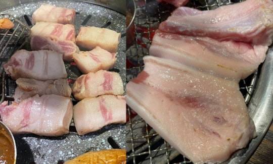 제주 고깃집에서 판매된 비계 삼겹살. 온라인 커뮤니티 캡처