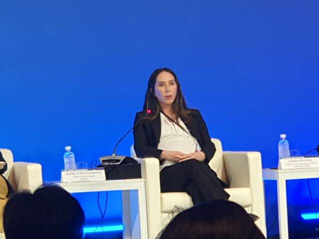 지난 22일 서울 더 플라자 호텔에서 열린 'AI와 데이터 거버넌스 국제 컨퍼런스'에 참석한 애슐리 판툴리아노 오픈AI 법률고문 (사진=장유미 기자)