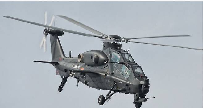 일본 방위성은 27일 중국과 센카쿠열도(중국명 댜오위다오)를 놓고 영유권 분쟁을 벌이고 있는 동중국해에서 중국의 신형 무장 드론 헬기 WZ-10가 처음으로 포착됐다고 발표했다. 사진은 무장 헬기 WZ-10.(사진출처 바이두 캡쳐). 2024.05.29 *재판매 및 DB 금지