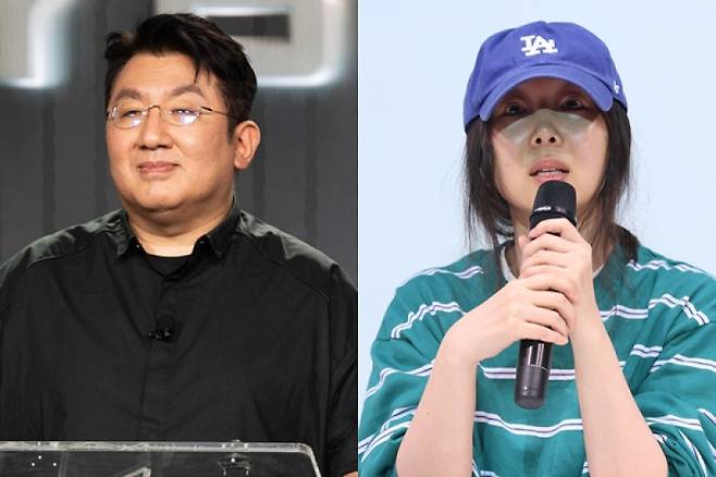 방시혁 하이브 의장, 민희진 어도어 대표. (사진제공=하이브, IS포토)