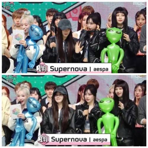 그룹 에스파가 뉴진스와 지코를 제치고 당당히 1위에 올랐다. 사진=‘쇼 음악중심’ 캡처