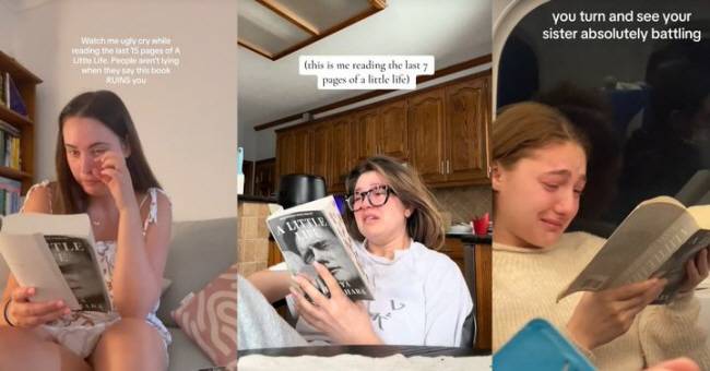 최근 한야 야나기하라의 소설 ‘리틀 라이프’를 읽고 해외 독자들이 눈물을 보이는 ‘북톡’ 챌린지 영상이 국내에서도 화제가 되고 있다. 책은 6월 2주차 교보문고·예스24 베스트셀러 종합 1위에 올랐다. 틱톡 캡처