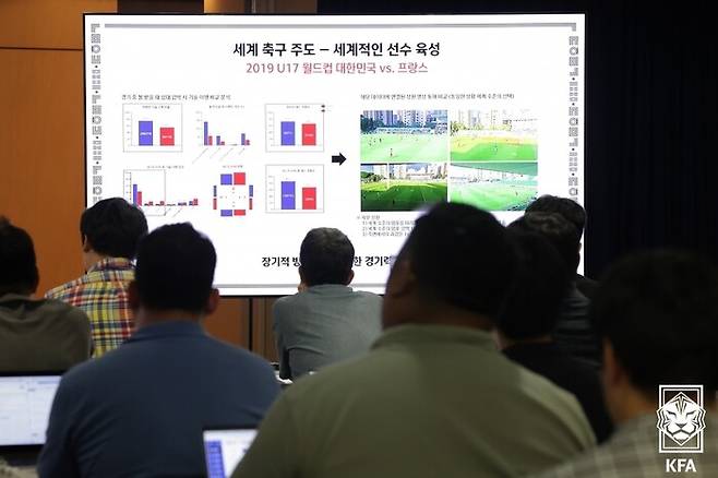 대한축구협회가 20일 서울 신문로 축구회관에서 한국축구 기술철학을 발표하고 있다. 대한축구협회 제공