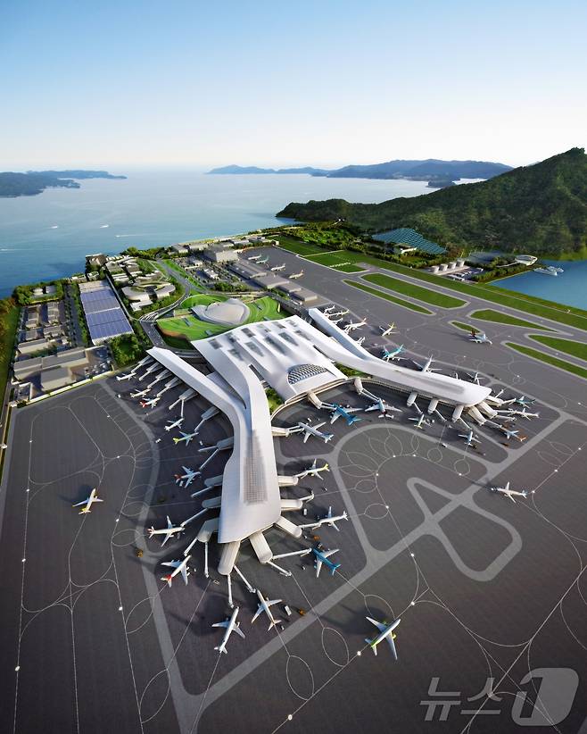 가덕도신공항 여객터미널 후면 조감도.(희림종합건축사사무소 제공)