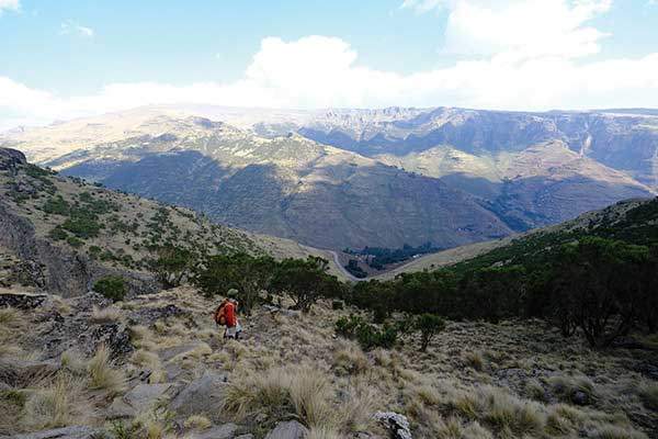 시미엔국립공원의 제2봉인 부와히트에서 하산하는 길에는 겹겹이 물결치는 시미엔산의 절경이 펼쳐진다.