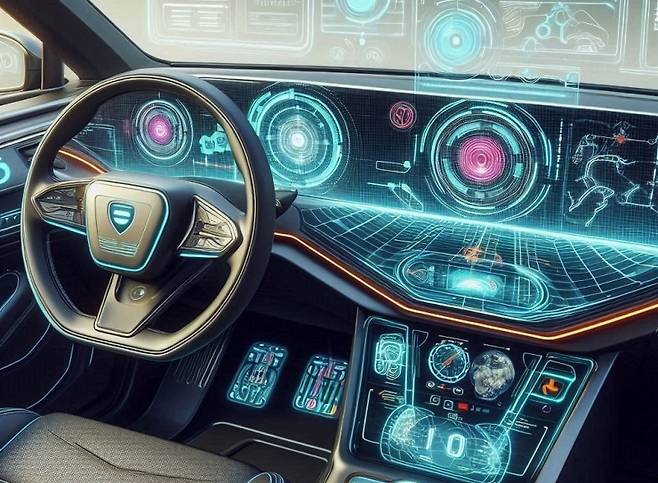 LIDAR 자율주행 기술이 적용된 계기판 이미지