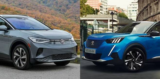 사진 : 폭스바겐 ID.4, 푸조 e-2008 SUV