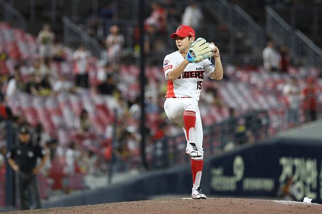 지난달 31일 마운드에 선 박정우. 사진제공=KIA 타이거즈