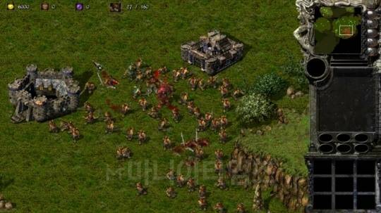 'Kingdom Under Fire War of Heroes' 인게임 화면. 전쟁 모드에서 전투는 전형적인 스타크래프트 식 RTS 전투다. 상당한 패치가 누적돼 과거 첫 출시 때 보다는 많이 할만해 졌다.