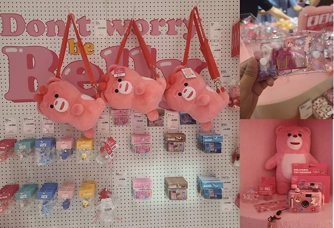 벨리곰 미스터리 맨션의 마지막 공간인 굿즈샵에 상품 30여 종이 진열돼 있다. 벨리곰을 모티브로 한 백팩부터 파츠를 넣어 '나만의 키링'을 꾸릴 수 있는 투명 파우치 키링 등이 있다. /민영빈 기자