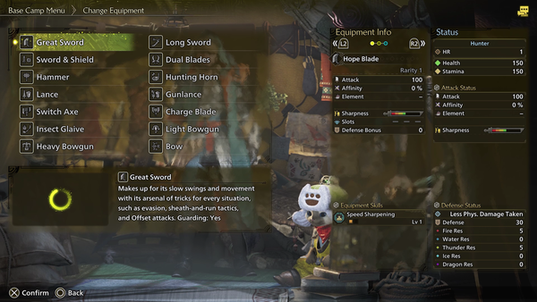 - 캠프에서 무기 교체 및 서브 무기 설정 등 다양한 활동이 가능하다