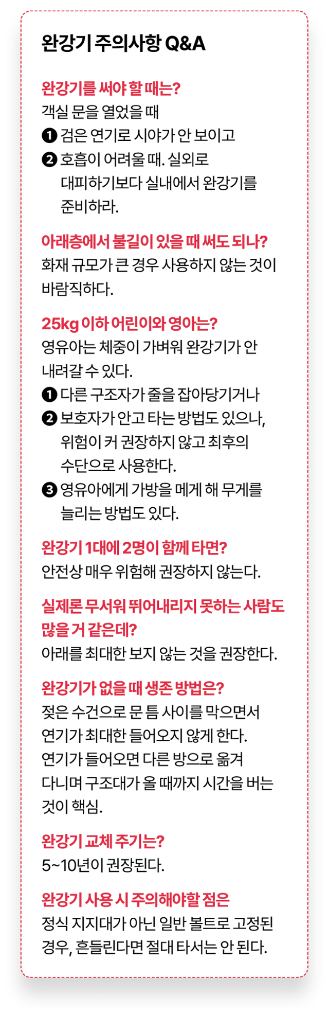 완강기 주의사항 Q&A. 그래픽=김대훈 기자