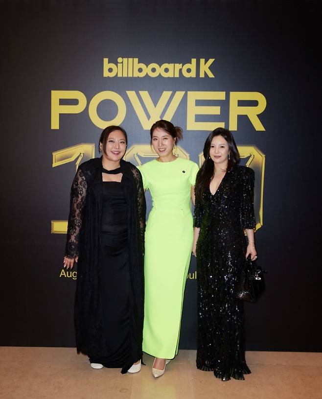 박주원 시몬느 에프씨 대표, 김유나 빌보드 코리아 대표, 차가원 피아크그룹 회장(왼쪽부터)