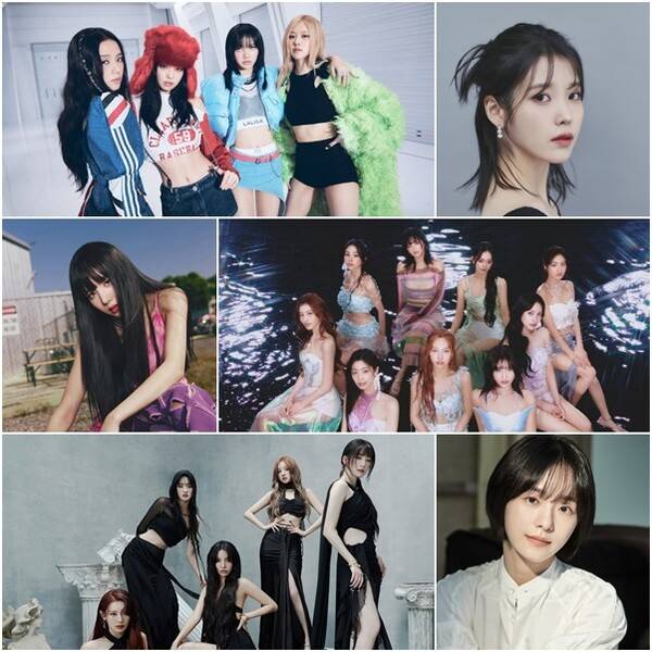 (왼쪽부터 시계방향) 블랙핑크, 아이유, 트와이스, 박규영, (여자)아이들, 권은비 / 사진=각 소속사