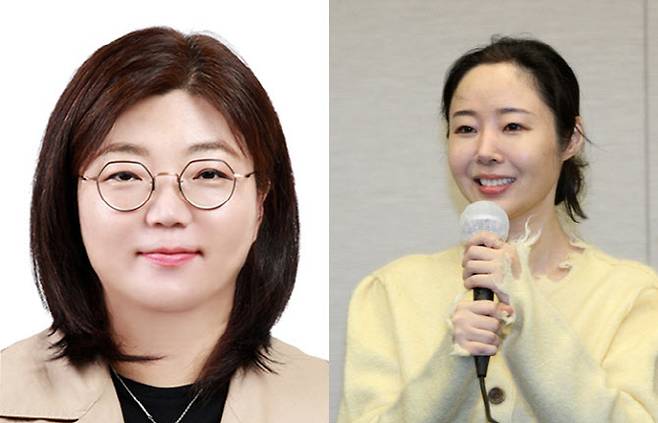 김주영 신임 대표(왼쪽)와 민희진 전 대표
