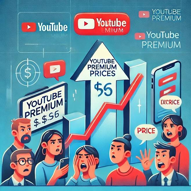 유튜브 프리미엄의 일방적 가격책정에 항의하는 소비자를 그린 Dall·e 이미지(출처: Dall·e)