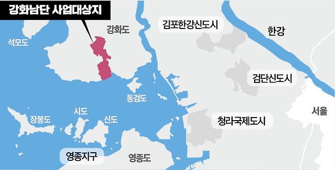 인천시와 인천경제청이 추진하고 있는 경제자유구역 추가 지정 후보지역인 강화 남단 위치도.