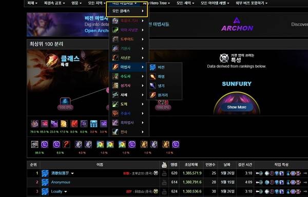 - 분류 탭에 들어가 자신이 보고자 하는 클래스를 눌러 설정하면 된다