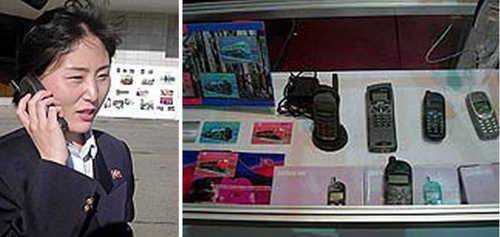 北 10월 평양.라선서 휴대폰 개통 (2002년) 북한이 오는 10월부터 평양과 라선 등 2개 도시에서 193-0001로 시작되는 번호로 이동전화 서비스를 개시하기에 앞서 북한 안내원이 시험통화(좌)를 하고 있다. 오른쪽은 북한의 각종 휴대전화.//북한/ 2002.5.24 (서울=연합뉴스) (끝)