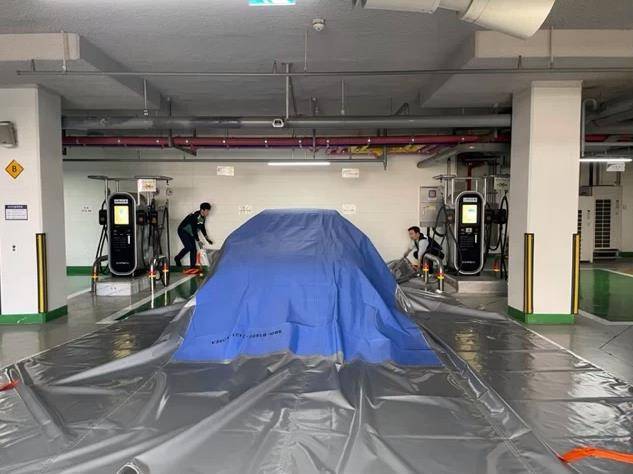 교통안전공단 전기차 화재 대응 합동훈련 모습.(한국교통안전공단 제공)