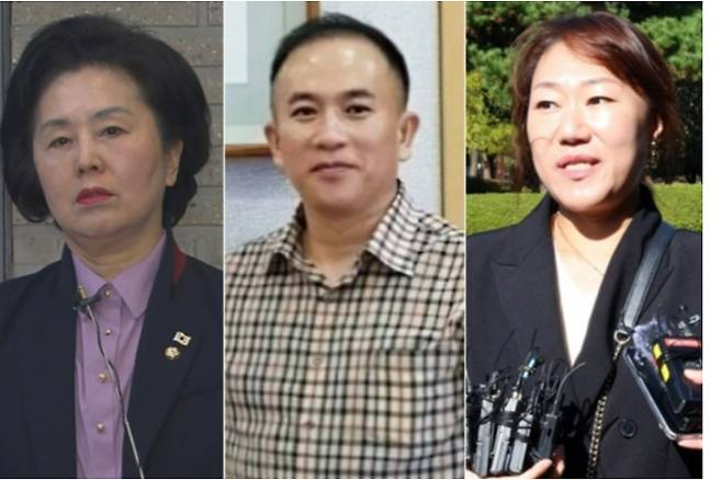 (왼쪽부터)김영선 국민의힘 전 의원과 명태균씨, 강혜경씨. 연합뉴스·명씨 페이스북 캡처