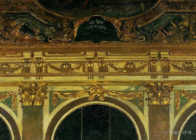 윌리엄 오펜, 1919년 6월 28일 베르사유 궁전 거울의 방에서의 평화 서명(일부 확대), 1919, 캔버스에 유채 등, 152x127cm, 런던 제국 전쟁 박물관