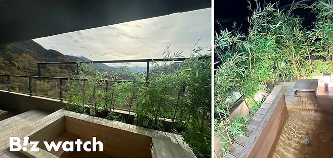 켄싱턴리조트 지리산하동 켄싱턴 디럭스 스파 객실 내 스파의 모습. / 사진=정혜인 기자 hij@