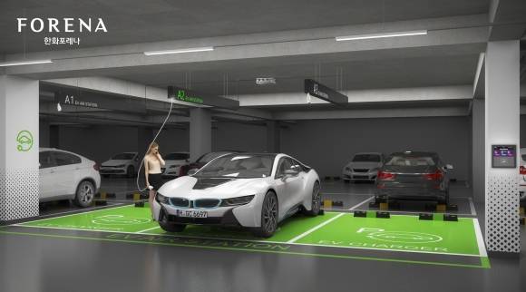 한화 건설부문의 전기차 충전 시스템 ‘EV 에어 스테이션’. 한화 제공