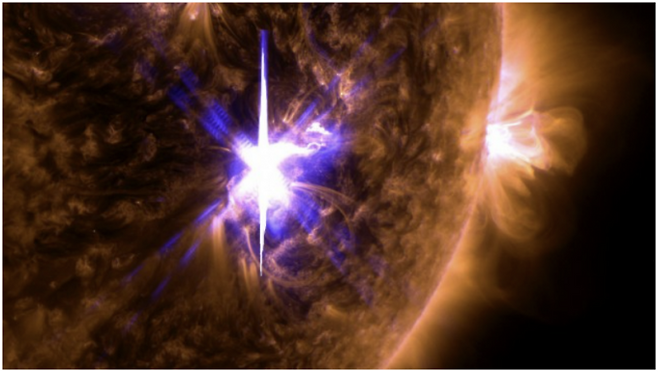 지자기 폭풍을 일으키는 태양 플레어 현상. 미국항공우주국(NASA) 제공
