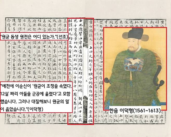 1597년 2월4일 열린 어전회의에서 병조판서 이덕형이 심상치않은 보고를 올린다. “예전 이순신이 ‘원균이 조정을 속였다. 12살짜리 아들을 군공에 올렸다’고 했는데, 대질 결과 원균의 말이 맞았다”고 한 것이다. 요컨대 이순신이 원균을 모함했다는 것이다.