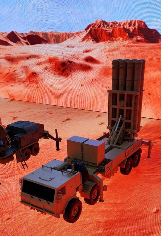 장사정포 요격체계 모형. 한화에어로스페이스 제공