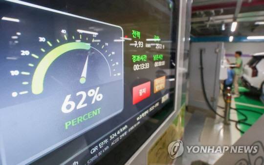 배터리 전기차 배터리 충전. 연합뉴스.