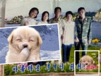 러시아에서 사망한 북한군의 유류품에서 한국 밈 '개죽이'가 합성된 가족사진이 발견됐다. /NK뉴스