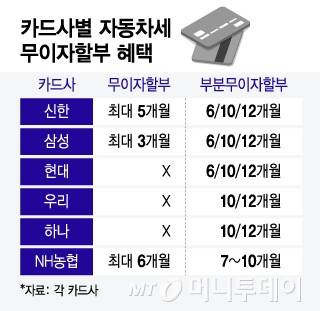 카드사별 자동차세 무이자할부 혜택/그래픽=윤선정