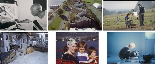 '창작의 순간-예술가의 작업실'의 상영작 왼쪽부터 △앙리-조르주 클루조 감독의 '피카소의 비밀'(1956) △비르피 수타리 감독의 '알토'(2020) △안제이 바이다 감독의 유작 '애프터이미지'(2016) △빔 벤더스 감독의 영화 '안젤름'(2023) △샹탈 아커만 감독의 '어느 날 피나가 말하길...'(1983) △아니 에르노와 다비드 에르노-브리오 감독의 '수퍼 에이트 시절'(2022) △리사 로브너 감독의 '일렉트로니카 퀸즈: 전자 음악의 여성 선구자들'(2020) (국립현대미술관 제공)