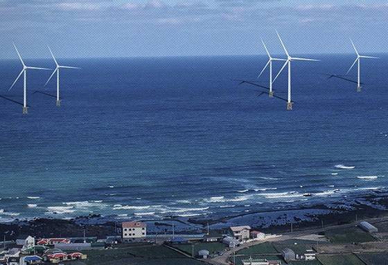 국내 최대 규모인 제주 한림해상풍력 단지. 제주한림해상풍력 홈페이지
