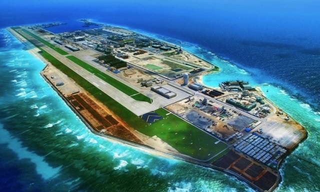 중국의 군사기지로 바뀐 남중국해의 피어리크로스리프. 바이두