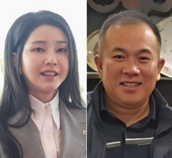 김건희 여사, 명태균씨. 한겨레 자료사진