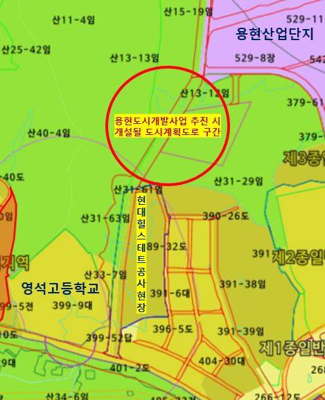 의정부시 용현동 대로 3-12호선 도시계획도로 지적도. /사진제공=의정부시