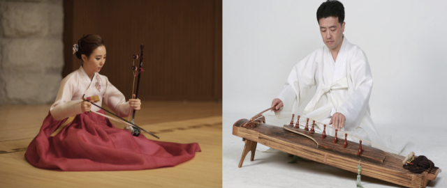 ▲ 죄: 해금 연주 모습, 우: 아쟁 연주 모습 ⓒ 손혜진