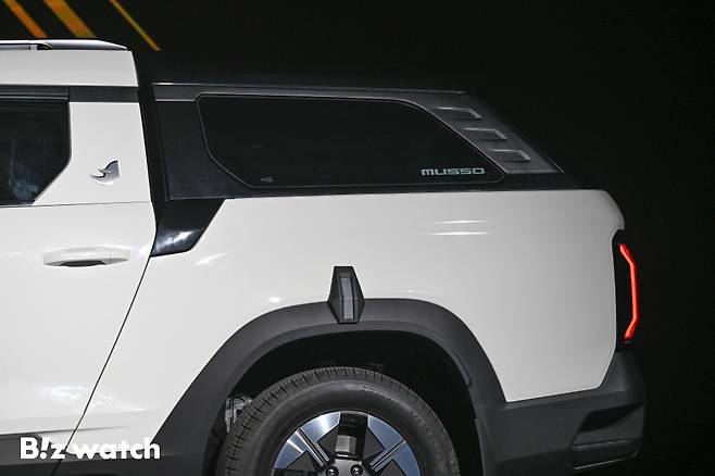 5일 경기도 평택시 KGM 본사에서 픽업 '무쏘 EV' 신차발표회가 열리고 있다./사진=이명근 기자 qwe123@