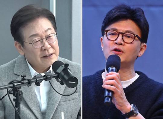 왼쪽부터 이재명 더불어민주당 대표, 한동훈 국민의힘 전 대표.<유튜브 채널 '매불쇼' 영상·연합뉴스 사진 갈무리>