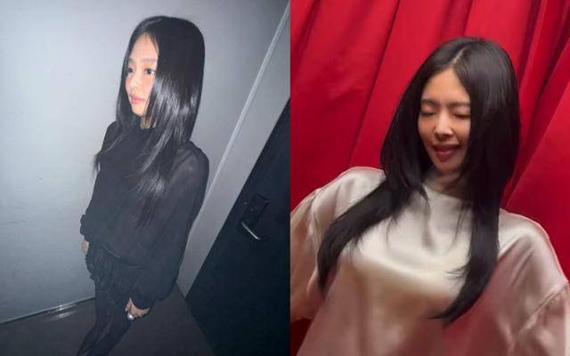 제니가 선보인 레이어드 컷 스타일링. 제니 SNS