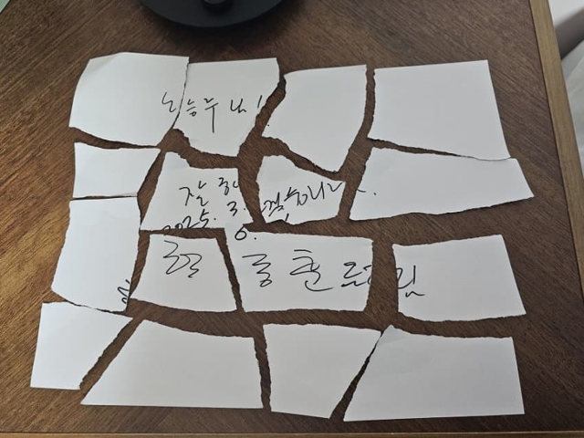 자신을 카이스트 재학생이라고 소개한 A씨가 다시 받은 한동훈 전 국민의힘 대표의 사인을 또 찢었다고 7일 디시인사이드 국민의힘 비대위 갤러리에 올린 사진. 국민의힘 비대위 갤러리 캡처