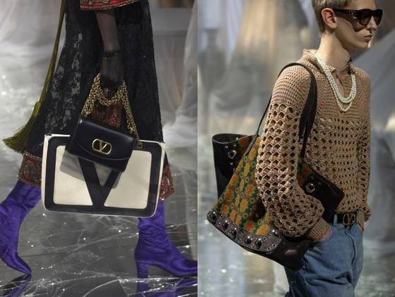 쇼에서 선보인 비바 슈퍼스타 백과 베인 백 등의 모습. 사진 발렌티노