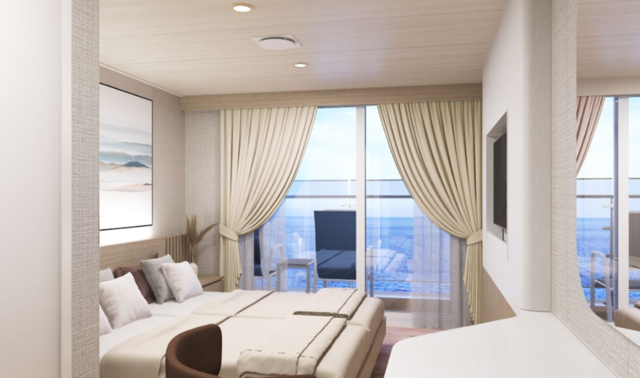 개인 발코니·샤워룸 등으로 구성된 ‘발코니 스위트’ 객실 내부. 팬스타그룹