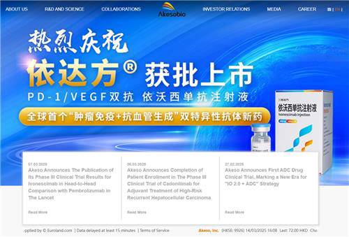 중국 제약사 아케소 홈페이지. 아케소 홈페이지 캡처